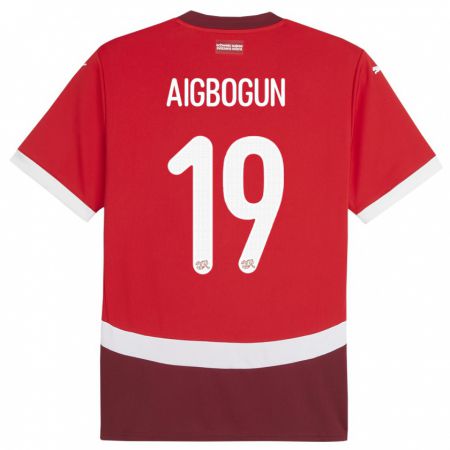 Kandiny Enfant Maillot Suisse Eseosa Aigbogun #19 Rouge Tenues Domicile 24-26 T-Shirt