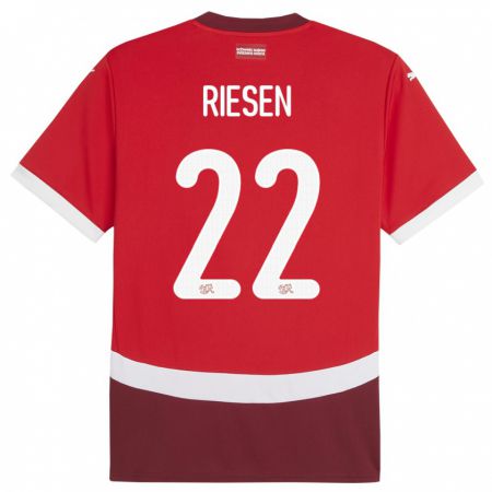 Kandiny Enfant Maillot Suisse Nadine Riesen #22 Rouge Tenues Domicile 24-26 T-Shirt