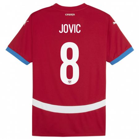 Kandiny Enfant Maillot Serbie Luka Jovic #8 Rouge Tenues Domicile 24-26 T-Shirt