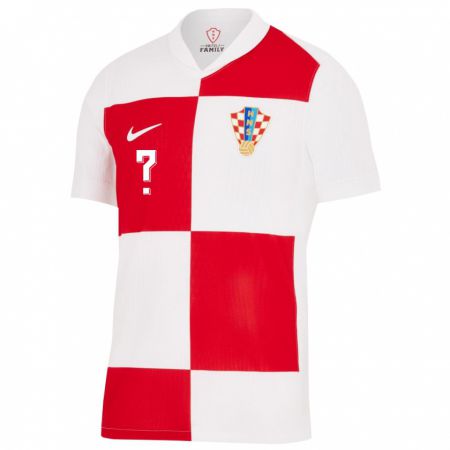 Kandiny Enfant Maillot Croatie Votre Nom #0 Blanc Rouge Tenues Domicile 24-26 T-Shirt