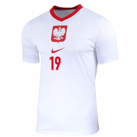 Kandiny Enfant Maillot Pologne Przemyslaw Frankowski #19 Blanc Tenues Domicile 24-26 T-Shirt