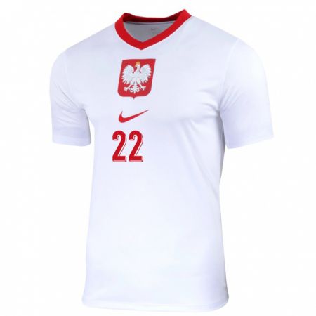 Kandiny Enfant Maillot Pologne Bartlomiej Dragowski #22 Blanc Tenues Domicile 24-26 T-Shirt