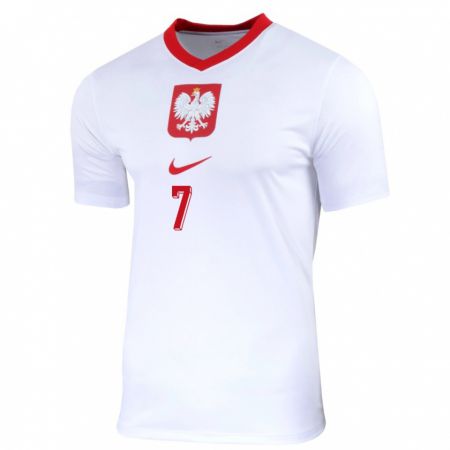 Kandiny Enfant Maillot Pologne Dawid Bugaj #7 Blanc Tenues Domicile 24-26 T-Shirt