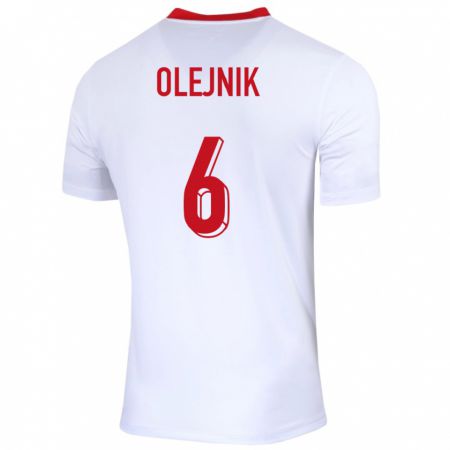 Kandiny Enfant Maillot Pologne Patryk Olejnik #6 Blanc Tenues Domicile 24-26 T-Shirt