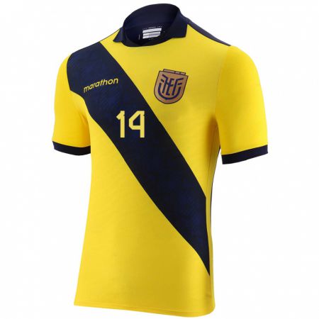 Kandiny Enfant Maillot Équateur Orlando Herrera #14 Jaune Tenues Domicile 24-26 T-Shirt