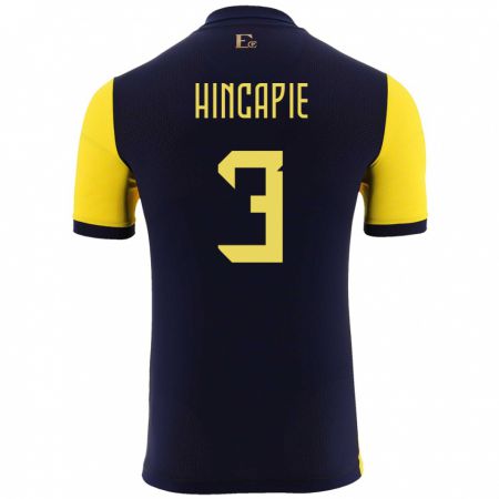 Kandiny Enfant Maillot Équateur Piero Hincapie #3 Jaune Tenues Domicile 24-26 T-Shirt