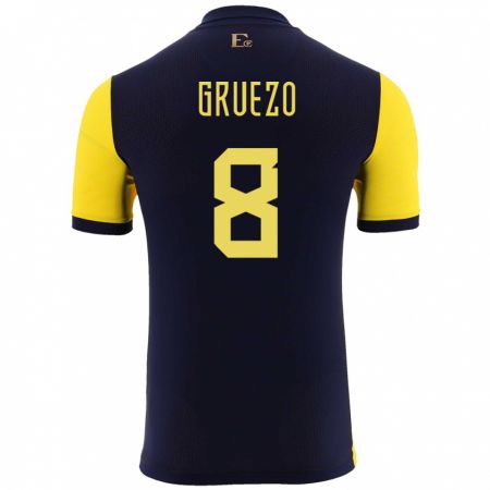 Kandiny Enfant Maillot Équateur Carlos Gruezo #8 Jaune Tenues Domicile 24-26 T-Shirt