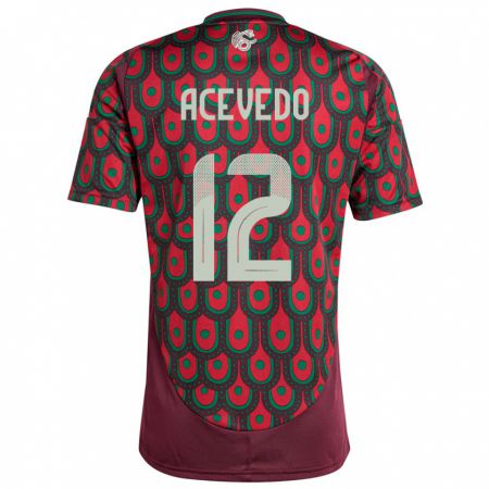 Kandiny Enfant Maillot Mexique Carlos Acevedo #12 Bordeaux Tenues Domicile 24-26 T-Shirt