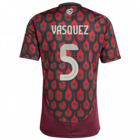 Kandiny Enfant Maillot Mexique Johan Vasquez #5 Bordeaux Tenues Domicile 24-26 T-Shirt