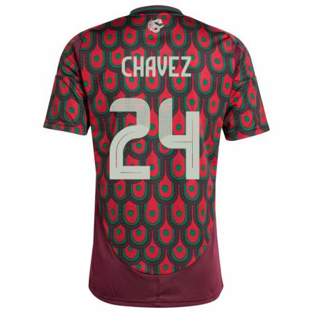 Kandiny Enfant Maillot Mexique Luis Chavez #24 Bordeaux Tenues Domicile 24-26 T-Shirt