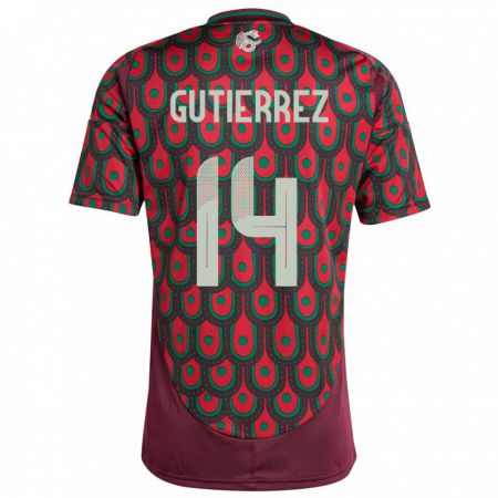 Kandiny Enfant Maillot Mexique Erick Gutierrez #14 Bordeaux Tenues Domicile 24-26 T-Shirt