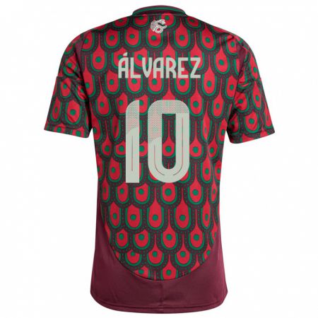 Kandiny Enfant Maillot Mexique Efrain Alvarez #10 Bordeaux Tenues Domicile 24-26 T-Shirt