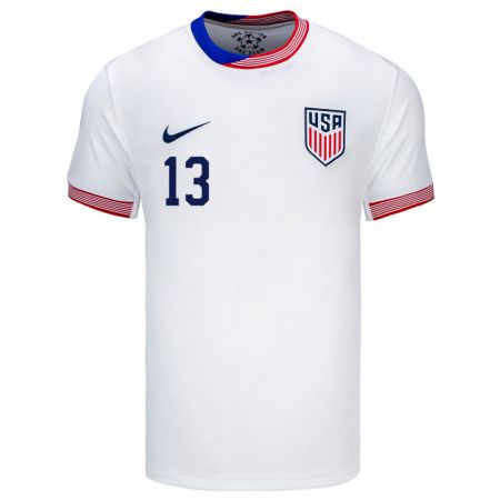 Kandiny Enfant Maillot États-Unis Jordan Morris #13 Blanc Tenues Domicile 24-26 T-Shirt