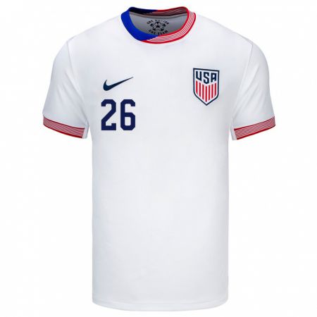 Kandiny Enfant Maillot États-Unis Josh Sargent #26 Blanc Tenues Domicile 24-26 T-Shirt