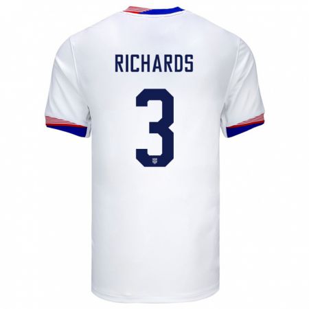 Kandiny Enfant Maillot États-Unis Chris Richards #3 Blanc Tenues Domicile 24-26 T-Shirt