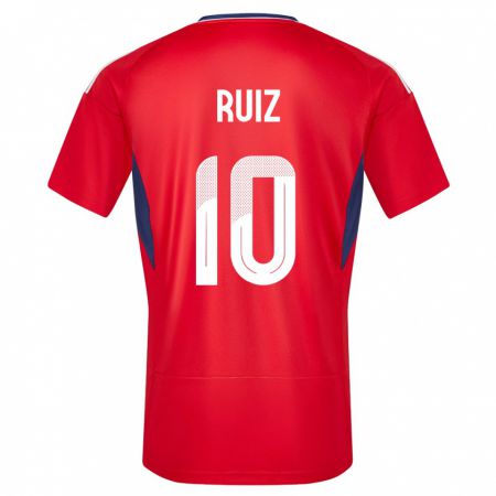 Kandiny Enfant Maillot Costa Rica Bryan Ruiz #10 Rouge Tenues Domicile 24-26 T-Shirt