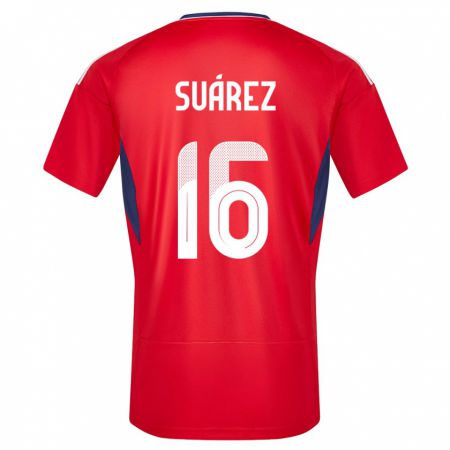 Kandiny Enfant Maillot Costa Rica Aaron Suarez #16 Rouge Tenues Domicile 24-26 T-Shirt