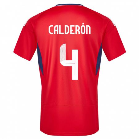 Kandiny Enfant Maillot Costa Rica Brandon Calderon #4 Rouge Tenues Domicile 24-26 T-Shirt