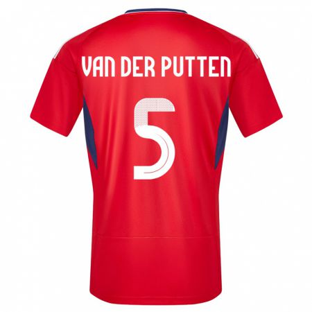 Kandiny Enfant Maillot Costa Rica Santiago Van Der Putten #5 Rouge Tenues Domicile 24-26 T-Shirt