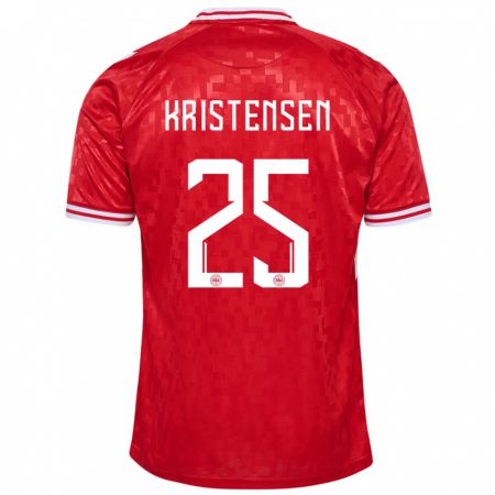 Kandiny Enfant Maillot Danemark Rasmus Kristensen #25 Rouge Tenues Domicile 24-26 T-Shirt
