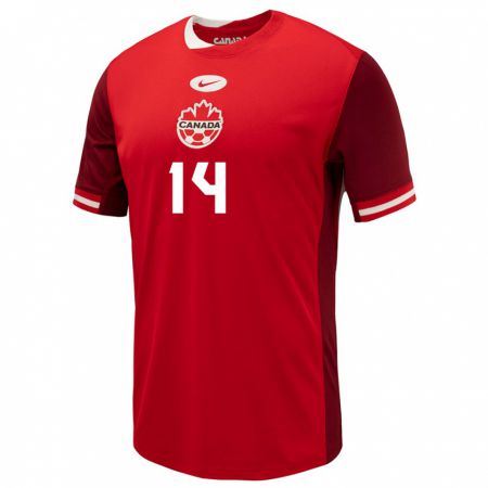 Kandiny Enfant Maillot Canada Mark-Anthony Kaye #14 Rouge Tenues Domicile 24-26 T-Shirt