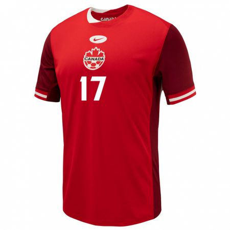 Kandiny Enfant Maillot Canada Tajon Buchanan #17 Rouge Tenues Domicile 24-26 T-Shirt