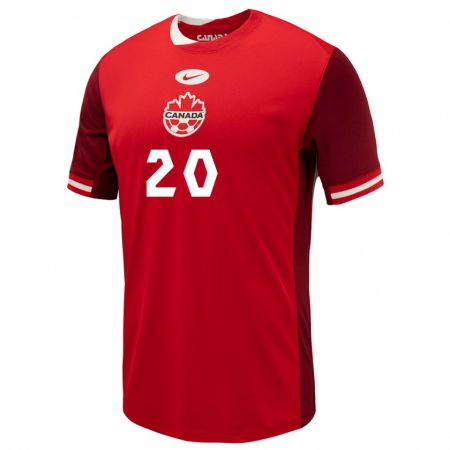 Kandiny Enfant Maillot Canada Ali Ahmed #20 Rouge Tenues Domicile 24-26 T-Shirt