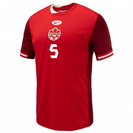 Kandiny Enfant Maillot Canada Steven Vitória #5 Rouge Tenues Domicile 24-26 T-Shirt