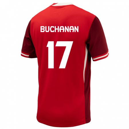 Kandiny Enfant Maillot Canada Tajon Buchanan #17 Rouge Tenues Domicile 24-26 T-Shirt