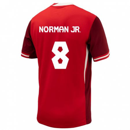 Kandiny Enfant Maillot Canada David Norman Jr. #8 Rouge Tenues Domicile 24-26 T-Shirt