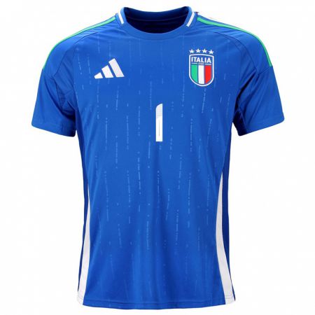 Kandiny Enfant Maillot Italie Gianluigi Donnarumma #1 Bleu Tenues Domicile 24-26 T-Shirt