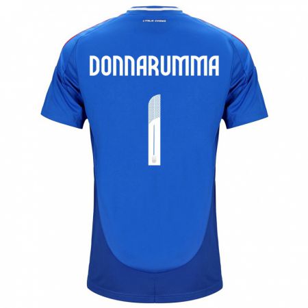 Kandiny Enfant Maillot Italie Gianluigi Donnarumma #1 Bleu Tenues Domicile 24-26 T-Shirt