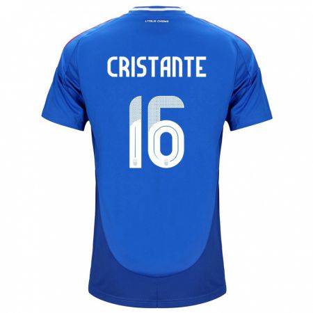 Kandiny Enfant Maillot Italie Bryan Cristante #16 Bleu Tenues Domicile 24-26 T-Shirt