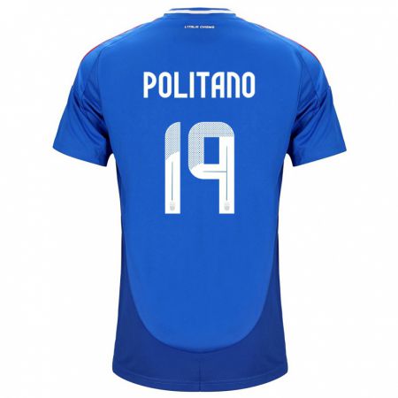 Kandiny Enfant Maillot Italie Matteo Politano #19 Bleu Tenues Domicile 24-26 T-Shirt