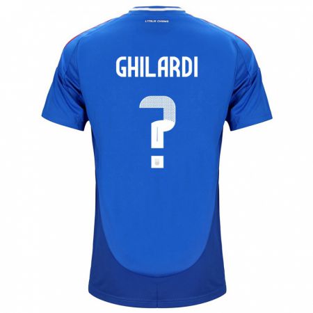 Kandiny Enfant Maillot Italie Daniele Ghilardi #0 Bleu Tenues Domicile 24-26 T-Shirt