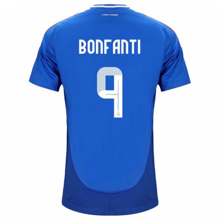 Kandiny Enfant Maillot Italie Nicholas Bonfanti #9 Bleu Tenues Domicile 24-26 T-Shirt