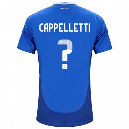 Kandiny Enfant Maillot Italie Mattia Cappelletti #0 Bleu Tenues Domicile 24-26 T-Shirt