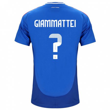 Kandiny Enfant Maillot Italie Gioele Giammattei #0 Bleu Tenues Domicile 24-26 T-Shirt