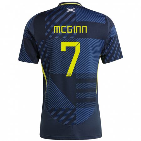 Kandiny Enfant Maillot Écosse John Mcginn #7 Bleu Foncé Tenues Domicile 24-26 T-Shirt