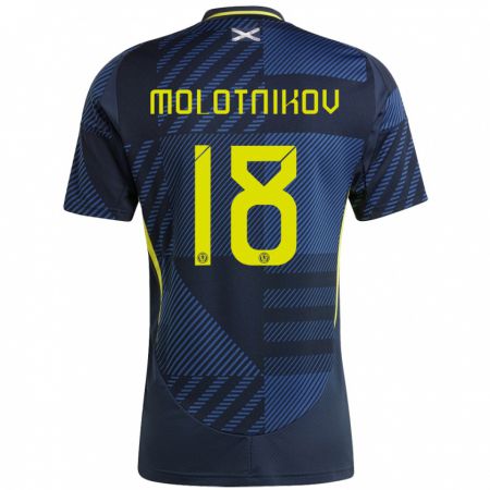 Kandiny Enfant Maillot Écosse Rudi Molotnikov #18 Bleu Foncé Tenues Domicile 24-26 T-Shirt