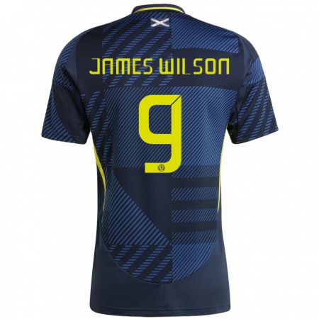 Kandiny Enfant Maillot Écosse James Wilson #9 Bleu Foncé Tenues Domicile 24-26 T-Shirt