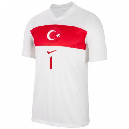 Kandiny Enfant Maillot Turquie Deniz Ertaş #1 Blanc Tenues Domicile 24-26 T-Shirt