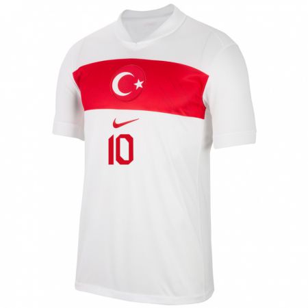 Kandiny Enfant Maillot Turquie Hakan Çalhanoğlu #10 Blanc Tenues Domicile 24-26 T-Shirt