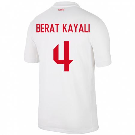 Kandiny Enfant Maillot Turquie Hasan Berat Kayalı #4 Blanc Tenues Domicile 24-26 T-Shirt