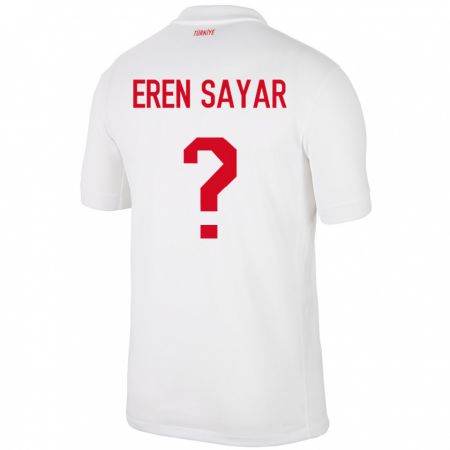 Kandiny Enfant Maillot Turquie Emin Eren Sayar #0 Blanc Tenues Domicile 24-26 T-Shirt