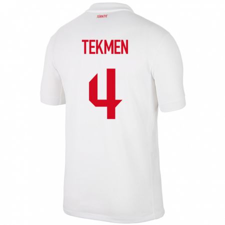 Kandiny Enfant Maillot Turquie Ece Tekmen #4 Blanc Tenues Domicile 24-26 T-Shirt