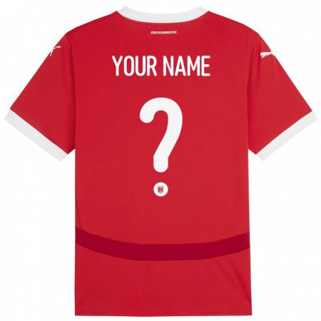 Kandiny Enfant Maillot Autriche Votre Nom #0 Rouge Tenues Domicile 24-26 T-Shirt