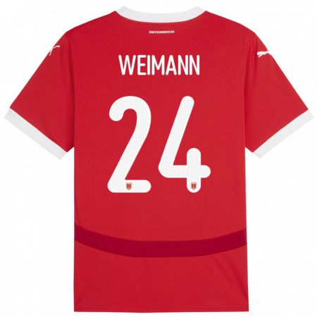 Kandiny Enfant Maillot Autriche Andreas Weimann #24 Rouge Tenues Domicile 24-26 T-Shirt