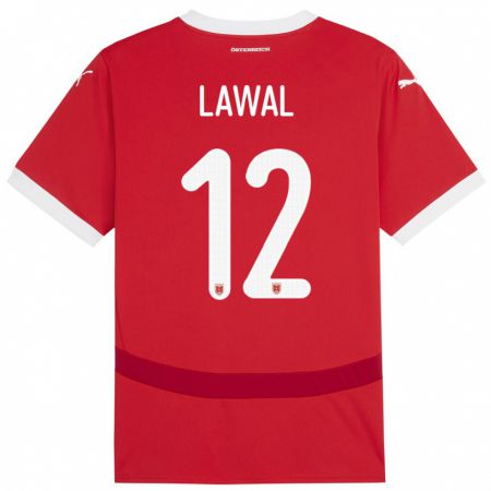 Kandiny Enfant Maillot Autriche Tobias Lawal #12 Rouge Tenues Domicile 24-26 T-Shirt