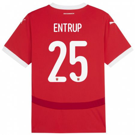 Kandiny Enfant Maillot Autriche Maximilian Entrup #25 Rouge Tenues Domicile 24-26 T-Shirt